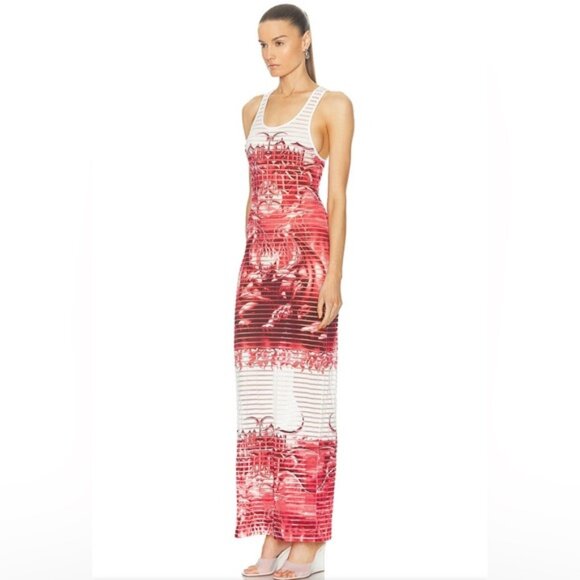 NWT Jean Paul Gaultier Designer Diablo Print Devore Long Maxi Dress Cotton Blend - Picture 1 of 5